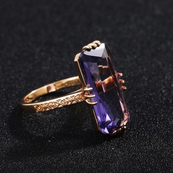 🎀18k/925 Luxury Statement Amethyst Ring - Picture 7 of 7